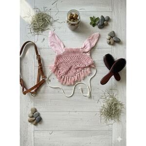 Pink Crocheted Horse Fly Bonnet / Mask